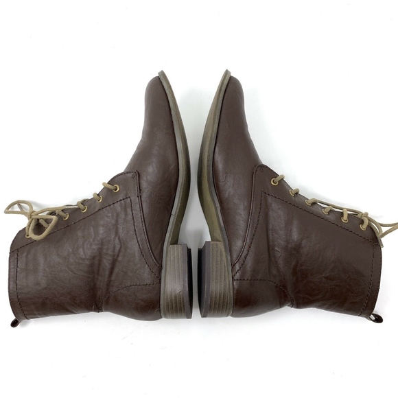 Forever 21 Brown Gold Studded Leather Combat Boots - Picture 5 of 7